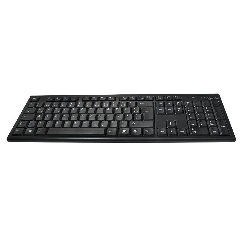 LogiLink ID0104, Taille réelle 100 %, Sans fil, RF sans fil, QWERTZ, Noir, Souris incluse