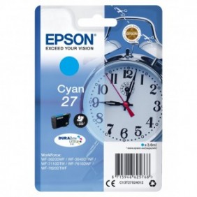 Epson Alarm clock Cartouche "Réveil" 27 - Encre DURABrite Ultra C, Rendement standard, Cyan, 3,6 ml, 1 pièce, 300 pages