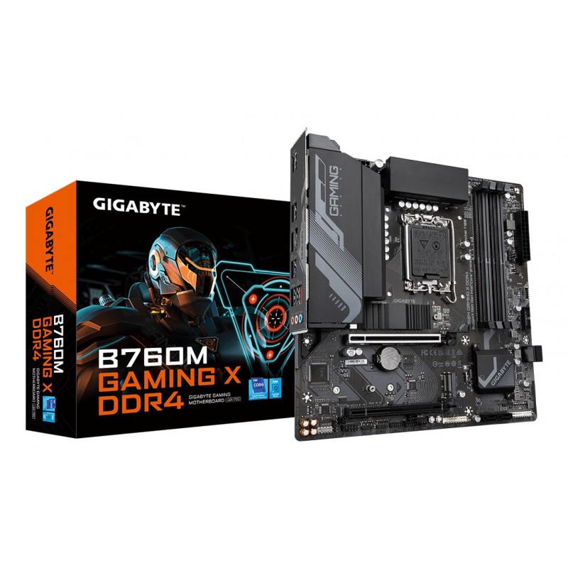 Gigabyte B760M GAMING X DDR4 Carte mère - Prend en charge les processeurs Intel Core de 14e génération, VRM numérique 8+1+1 phases, jusqu'à 5333MHz DDR4 , 2xPCIe 4.0 M.2, LAN 2.5GbE, USB 3.2 Gen2, Intel, LGA 1700, Intel® Celeron®, Intel® Core™