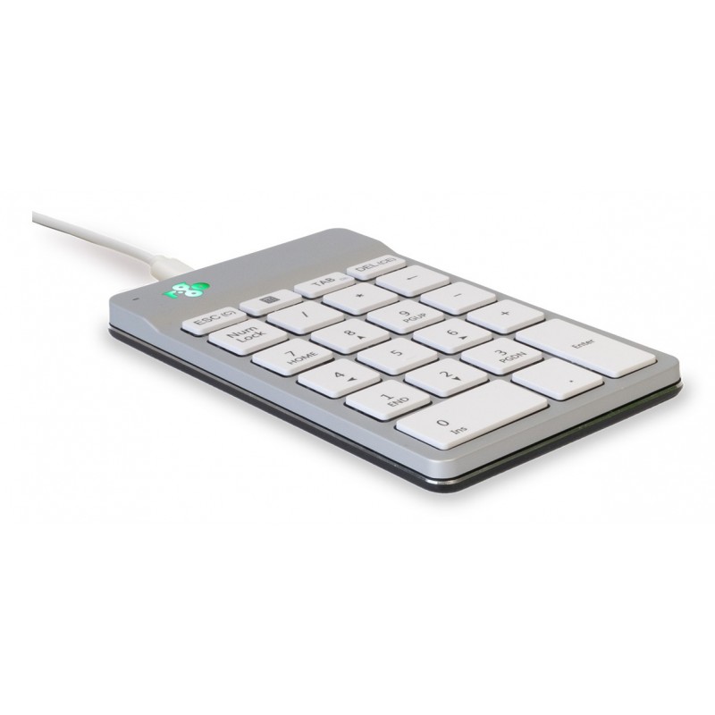 R-Go Tools Clavier R-Go Numpad Break, clavier numérique ergonomique avec logiciel de pause, filaire, blanc, USB, Ordinateur portable, 1,5 m, Blanc