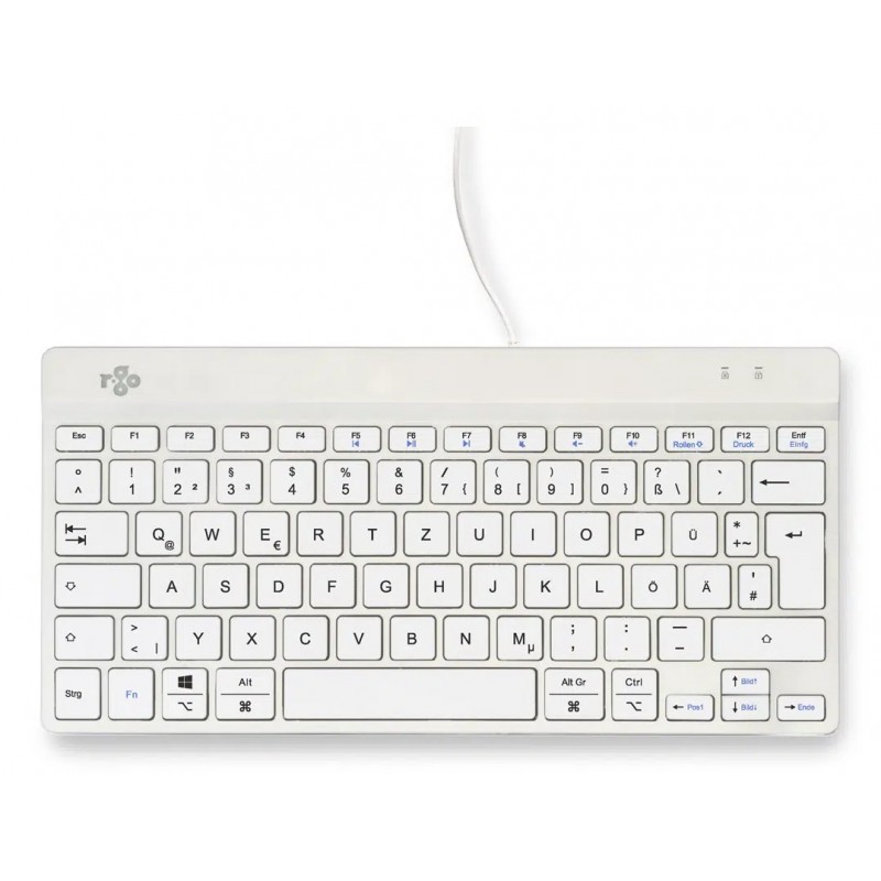 R-Go Tools Clavier ergonomique R-Go Compact Break, clavier compact avec logiciel de pause,QWERTZ , Filaire, blanc, Mini, Avec fil, USB, QWERTZ, Blanc