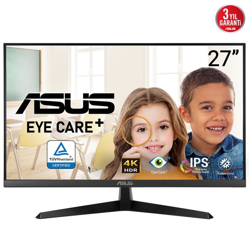ASUS VY27UQ, 68,6 cm 27", 3840 x 2160 pixels, 4K Ultra HD, LCD, 5 ms, Noir