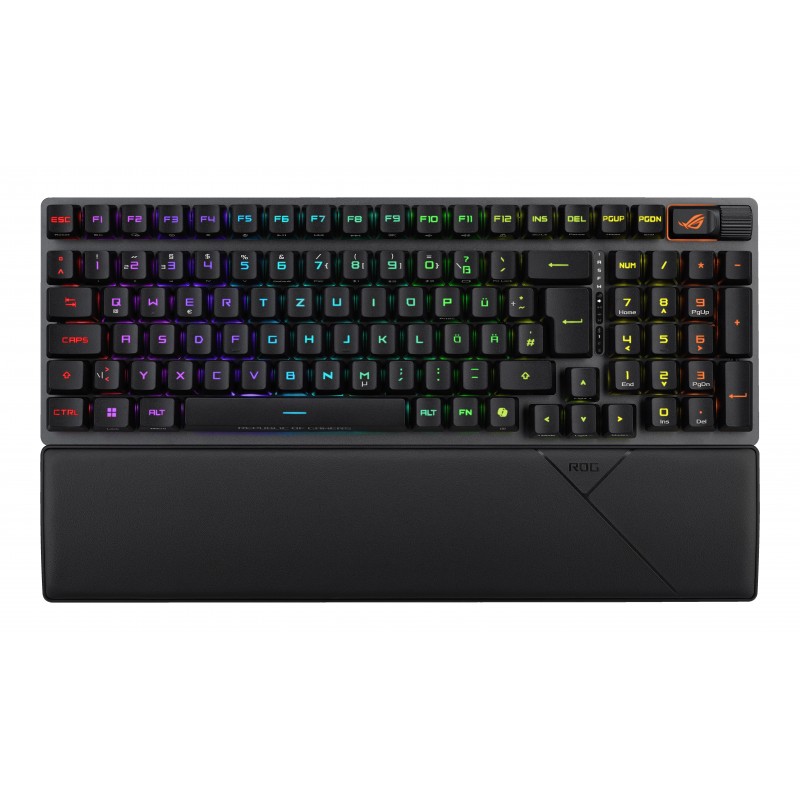 ASUS ROG Strix Scope II 96 RX Wireless, 96%, Avec fil &sans fil, USB + RF Wireless + Bluetooth, Interrupteur à clé optique, LED RGB, Noir