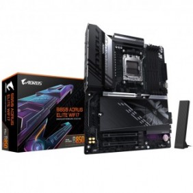 Gigabyte B850 AORUS ELITE WIFI7 Carte Mère - AMD Ryzen 9000 Series CPUs, VRM numérique 14+2+2 phases, jusqu'à 8200MHz DDR5 , 1xPCIe 5.0 + 2xPCIe 4.0 M.2, LAN 2,5, WIFI 7, USB 3.2 Gen 2x2, AMD, Emplacement AM5, AMD Ryzen 7000 Series, AMD Ryzen 8000