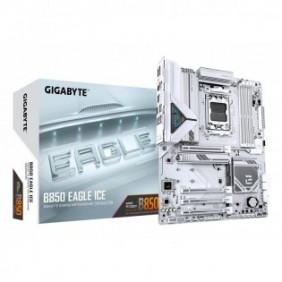 Gigabyte B850 EAGLE ICE Carte Mère – Processeurs AMD Ryzen série 9000, VRM numérique 8+2+2 phases, jusqu’à 8200 MHz DDR5 O.C, 1 x M.2 PCIe 5.0 + 2 x M.2 PCIe 4.0, LAN 2.5 GbE, USB 3.2 Gen 2, AMD, Emplacement AM5, AMD Ryzen 7000 Series, AMD Ryzen