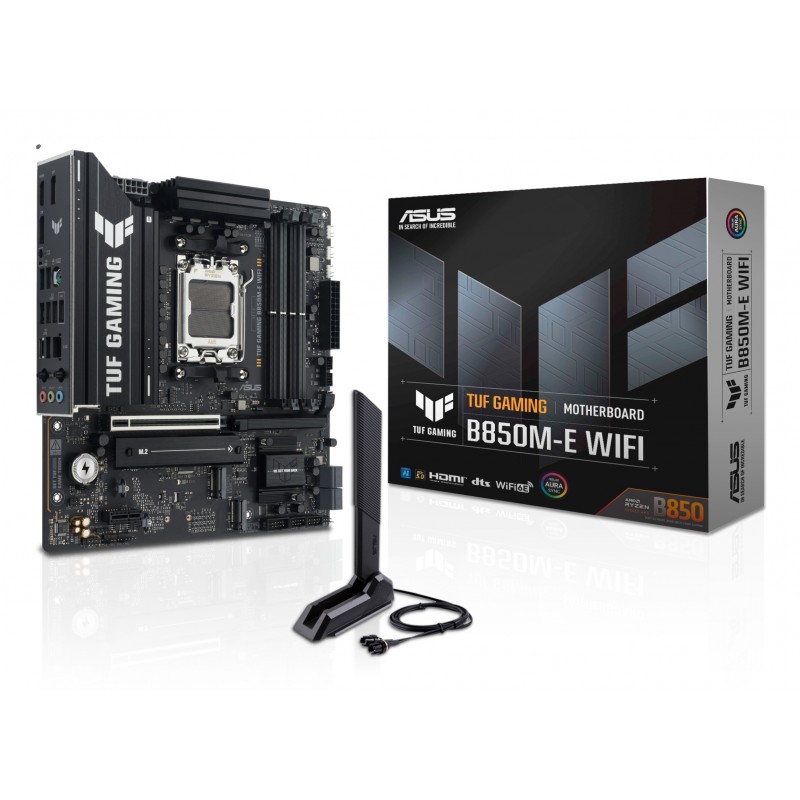 ASUS TUF GAMING B850M-E WIFI, AMD, Emplacement AM5, AMD Ryzen 7000 Series, AMD Ryzen 8000 Series, AMD Ryzen 9000 Series, Emplacement AM5, DDR5-SDRAM, 256 Go
