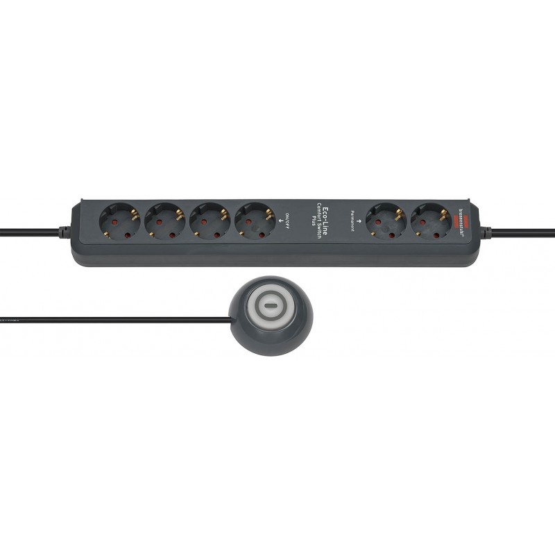 Brennenstuhl Eco-Line Comfort Switch, 2 m, Anthracite, 6 sortie CA, 3680 W, 16 A, 390 mm