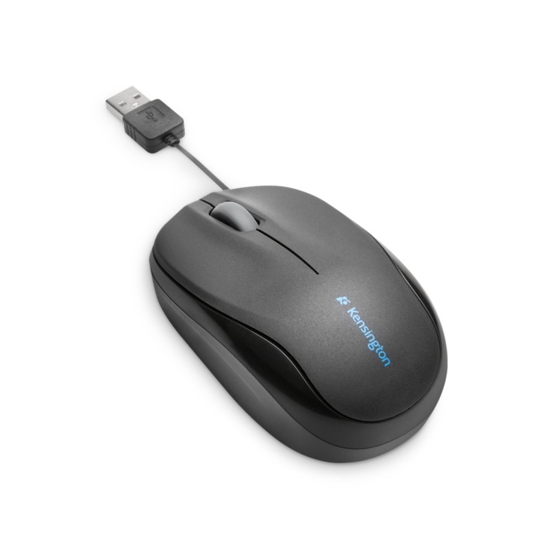 Kensington Souris mobile rétractable Pro Fit, Ambidextre, Optique, USB Type-A, 1000 DPI, Noir