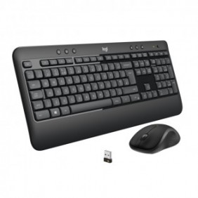 Logitech 920-008685, Sans fil, RF sans fil, Clavier à membrane, QWERTY, Noir, Blanc, Souris incluse
