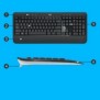 Logitech 920-008685, Sans fil, RF sans fil, Clavier à membrane, QWERTY, Noir, Blanc, Souris incluse