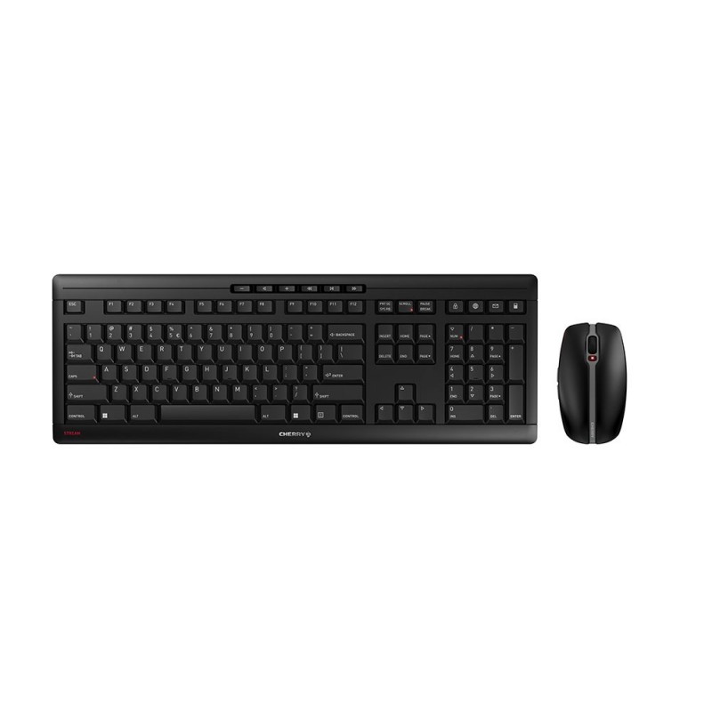Cherry Stream Desktop Recharge, Taille réelle 100 %, Sans fil, RF sans fil, QWERTY, Noir, Souris incluse