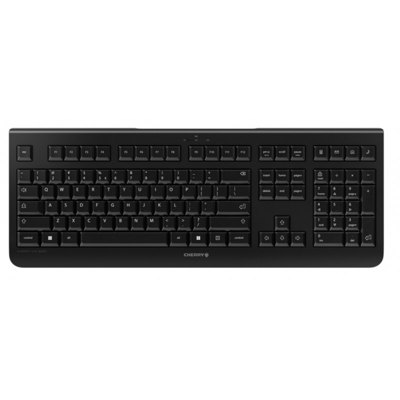 Cherry KW 3000, Taille réelle 100 %, Sans fil, RF sans fil, QWERTY, Noir