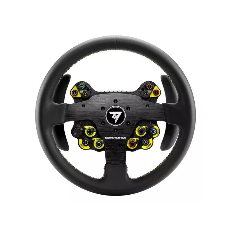 ThrustMaster Evo Racing 32R Leather, Volant, PC, PlayStation 4, PlayStation 5, Xbox, Xbox One, Croix directionnelle, Avec fil, Noir, Jaune, Aluminium, Cuir