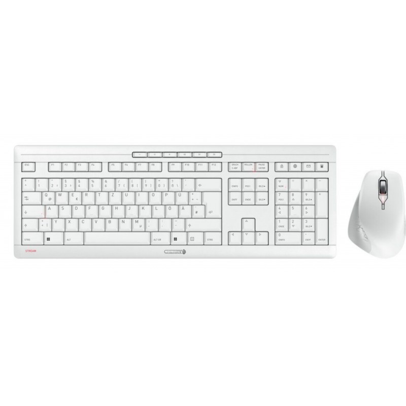 Cherry STREAM DESKTOP COMFORT, Sans fil, RF sans fil, Commutateur de touche « ciseaux », QWERTZ, Blanc, Souris incluse