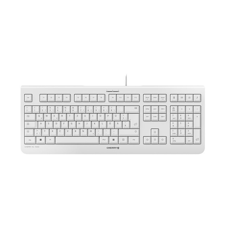 Cherry KC 1000, Taille réelle 100 %, Avec fil, USB, QWERTZ, Gris