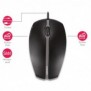 Cherry GENTIX SILENT Souris filaire, boutons silencieux sans clics, noir, USB, Ambidextre, Optique, USB Type-A, 1000 DPI, Noir