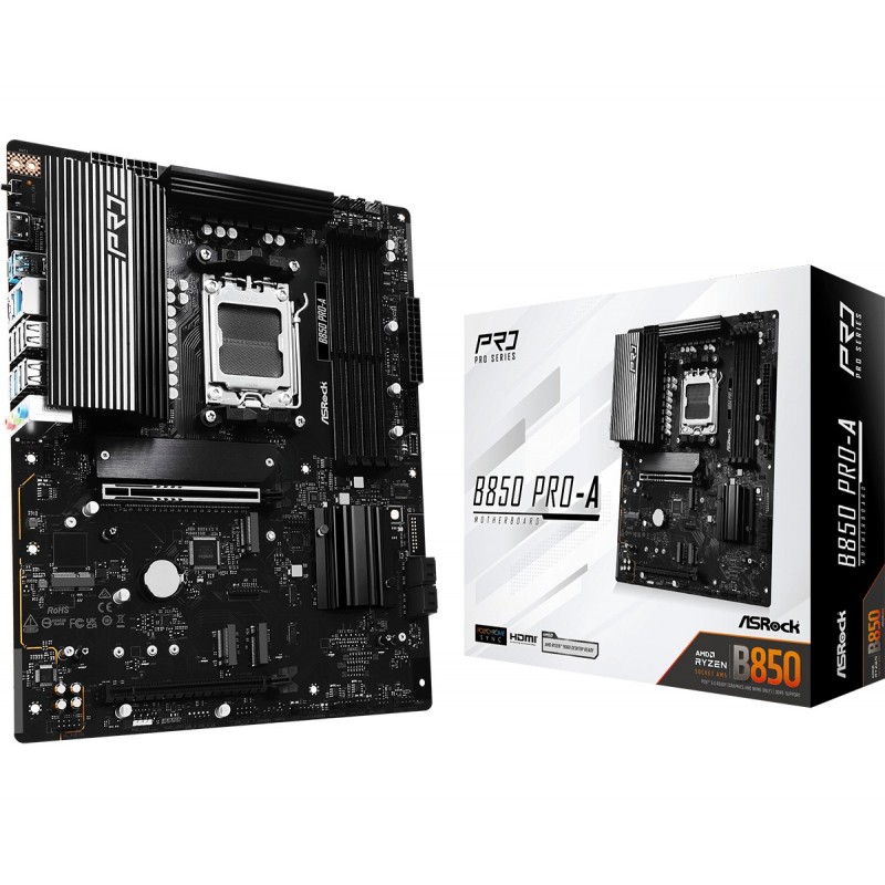 ASRock B850 Pro-A, AMD, Emplacement AM5, AMD Ryzen 7000 Series, AMD Ryzen 8000 Series, AMD Ryzen 9000 Series, Emplacement AM5, DDR5-SDRAM, 256 Go