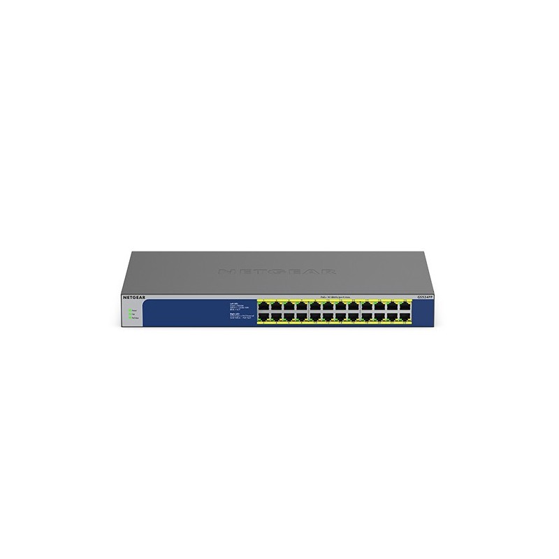 Netgear GS524PP, Non-géré, Gigabit Ethernet 101001000, Connexion Ethernet, supportant l'alimentation via ce port , Grille de montage