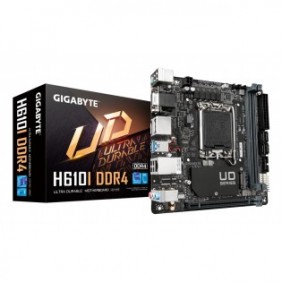 Gigabyte H610I DDR4 Carte mère - Compatible avec processeurs Intel Core 14th CPUs, 4+1+1 Hybrid Digital VRM, up to 3200MHz DDR4, 1xPCIe 3.0 M.2, GbE LAN, USB 3.2 Gen 1, Intel, LGA 1700, Intel® Celeron®, Intel® Core™ i3, Intel® Core™ i5, Intel®