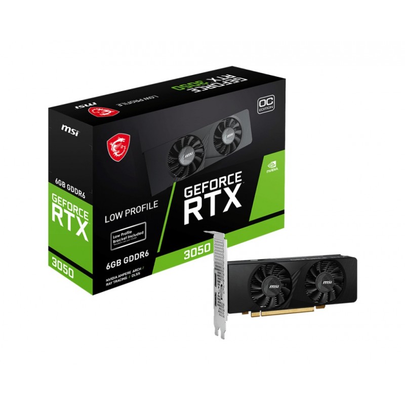 MSI GEFORCE RTX 3050 LP 6G OC, GeForce RTX 3050, 6 Go, GDDR6, 96 bit, 7680 x 4320 pixels, PCI Express x8 4.0