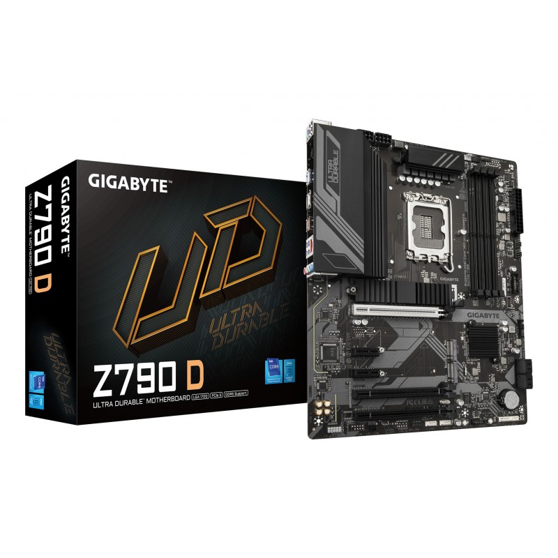 Gigabyte Z790 D Carte Mère - Prend en charge les processeurs Intel Core de 14e génération, VRM numérique 12+1+1 phases, jusqu'à 7600MHz DDR5 , 3xPCIe 4.0 M.2, LAN 2.5GbE, USB 3.2 Gen 2, Intel, LGA 1700, Intel® Celeron®, Intel® Core™ i3, Intel®