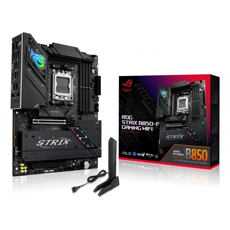 ASUS ROG STRIX B850-F GAMING WIFI, AMD, Emplacement AM5, AMD Ryzen 7000 Series, AMD Ryzen 8000 Series, AMD Ryzen 9000 Series, Emplacement AM5, DDR5-SDRAM, 192 Go