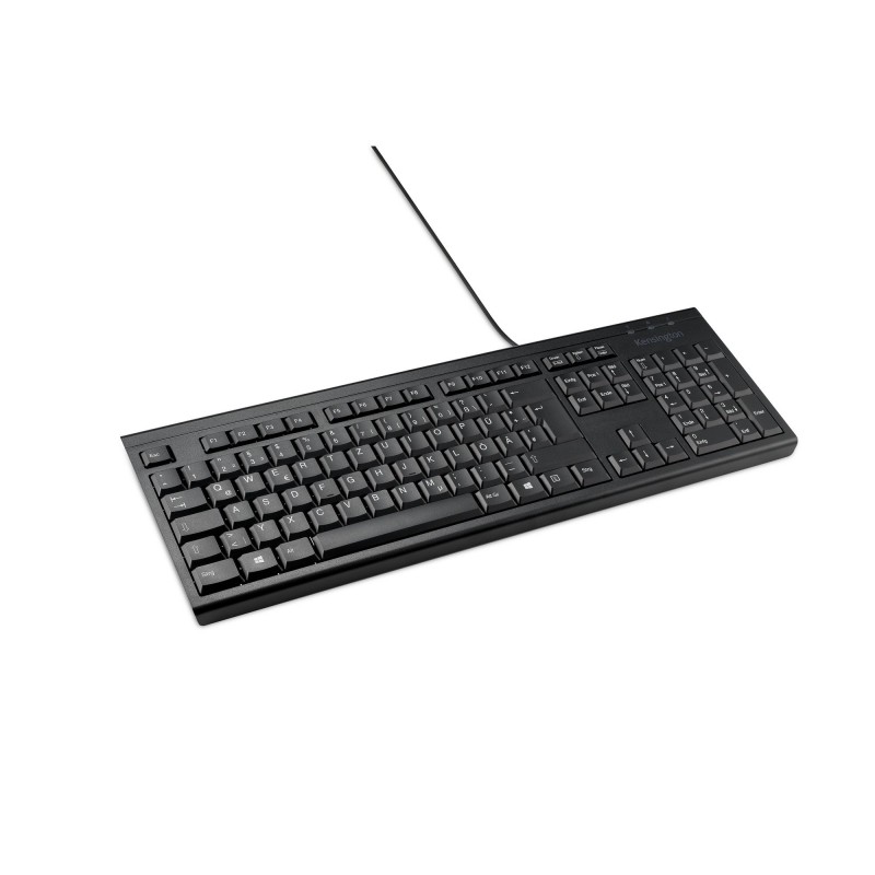 Kensington KB100 EQ Clavier filaire, Taille réelle 100 %, Avec fil, USB, Clavier à membrane, QWERTZ, Noir