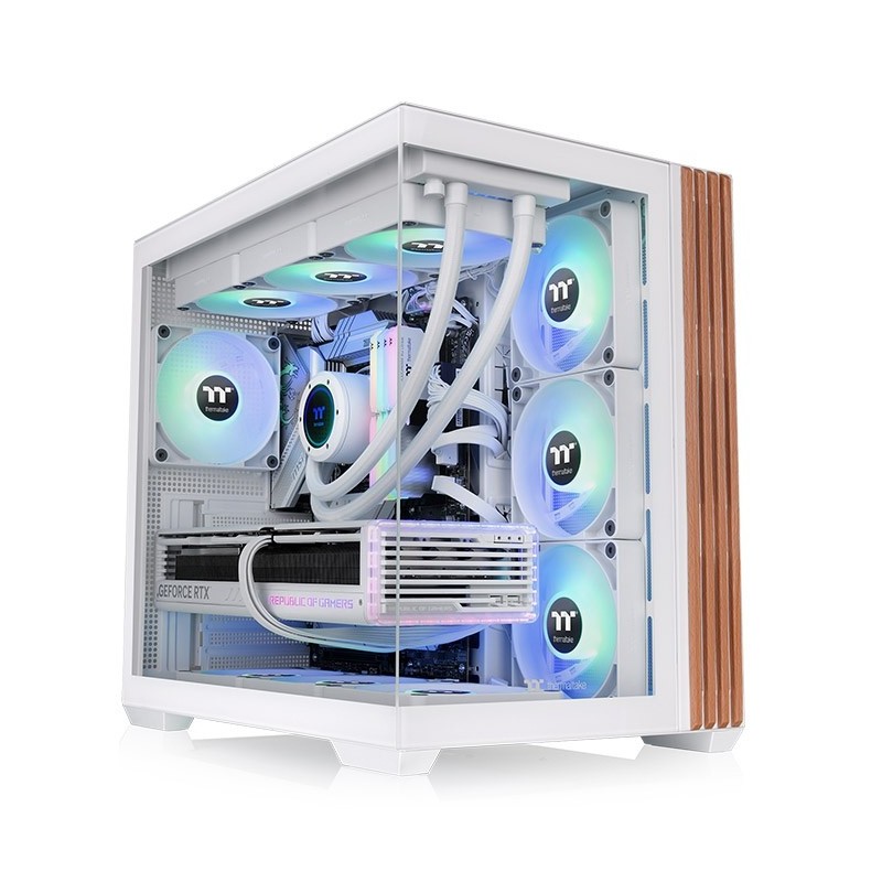 Thermaltake View 380 WS ARGB, Midi Tower, PC, Blanc, ATX, micro ATX, Mini-ITX, SPCC, Verre trempé, Gaming