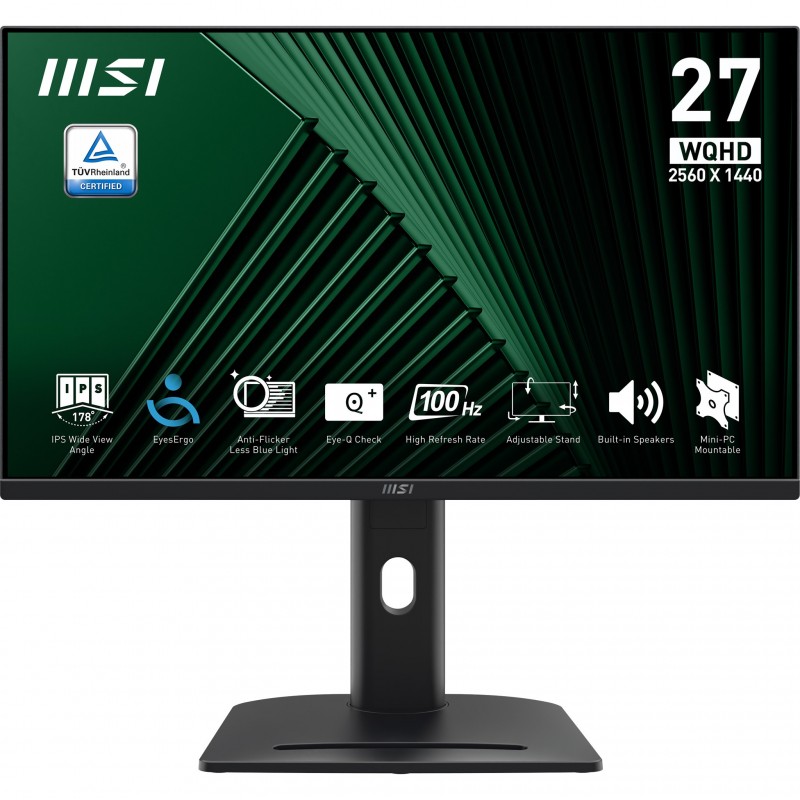 MSI PRO MP275QPG Black 27i Ips Non-touch 3y Warranty 2xHDMI DP Tilt Swive - 27" - 4 ms