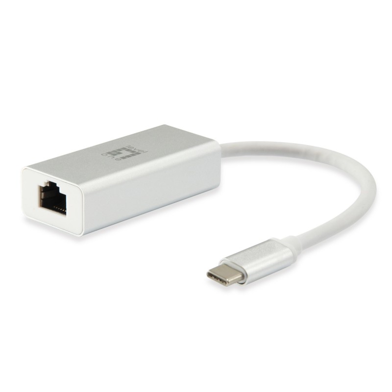 LevelOne USB-0402, Avec fil, USB Type-C, Ethernet, 1000 Mbits, Argent, Blanc