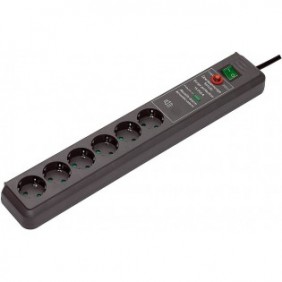 Brennenstuhl Secure-Tec Surge Protection 15.000 A, 6 sortie CA, 3500 W, Noir, 3 m