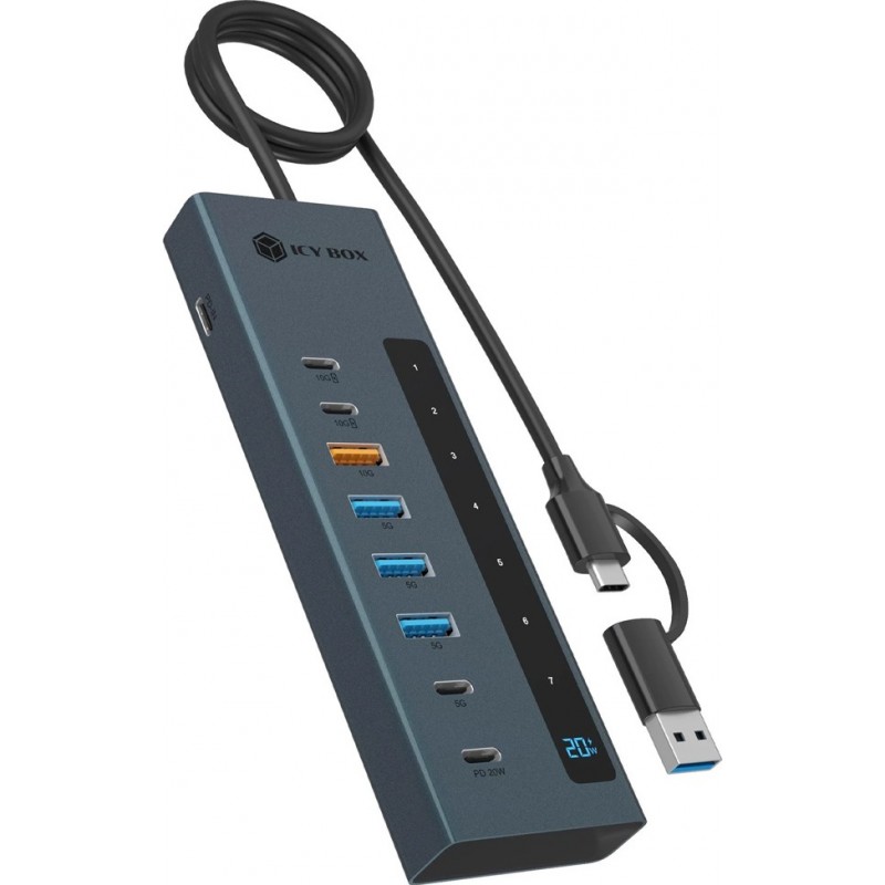ICY BOX Hub 9-in-1 USB 3.2 mit Type-CType-A Anschluss