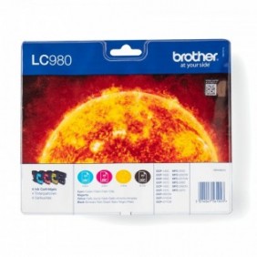 Brother LC980VALBP - Pack de cartouches d'encre originales, Noir, Cyan, Magenta, Jaune, 4 pièce, 300 pages, 260 pages, Multi pack