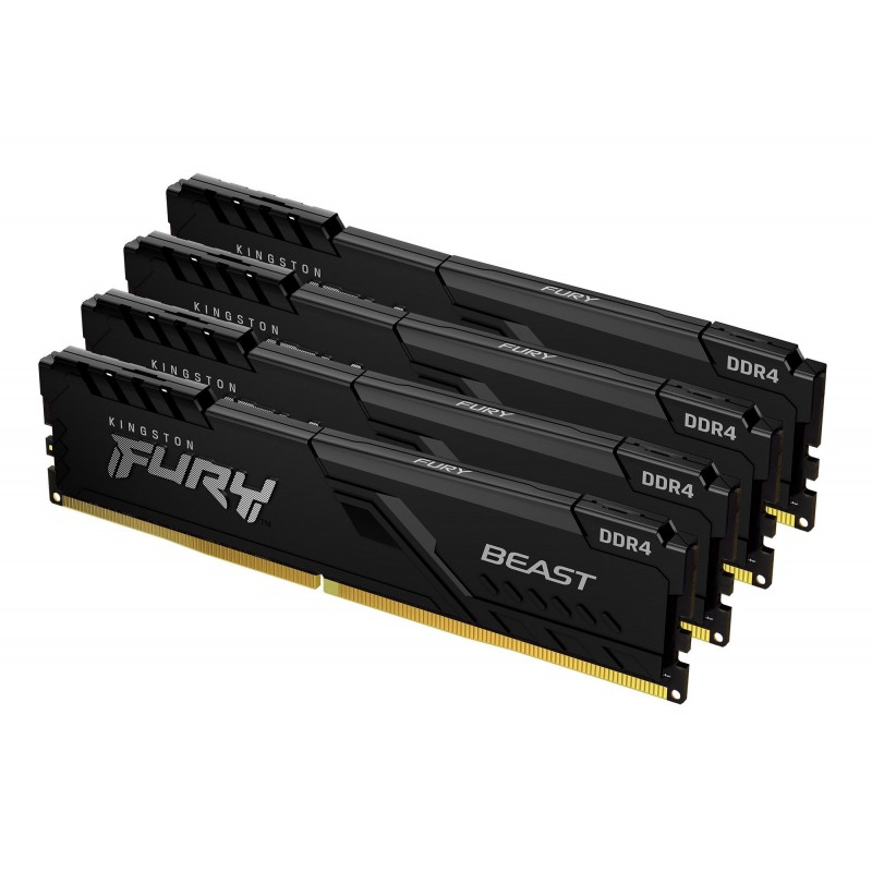 Kingston FURY Beast 64Go 3600MTs DDR4 CL18 DIMM Kit de 4 Black, 64 Go, 4 x 16 Go, DDR4, 288-pin DIMM