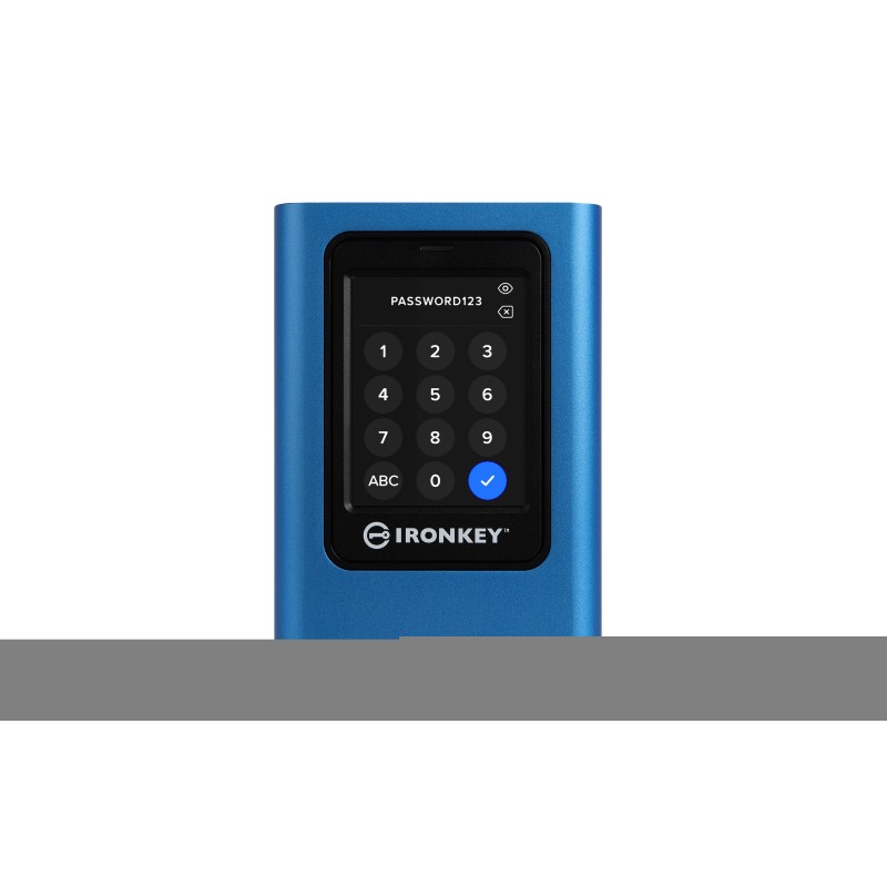 Kingston IronKey 960Go Vault Privacy 80 XTS-AES 256-bit SSD externe chiffré, 960 Go, USB Type-C, 3.2 Gen 1 3.1 Gen 1, 250 Mos, Protection par mot de passe, Bleu