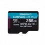 Kingston Carte microSDXC Canvas Go Plus Gen4 200 Mos A2 U3 V30 256 Go + adaptateur, 256 Go, MicroSD, Classe 10, UHS-I, 200 Mos, 160 Mos