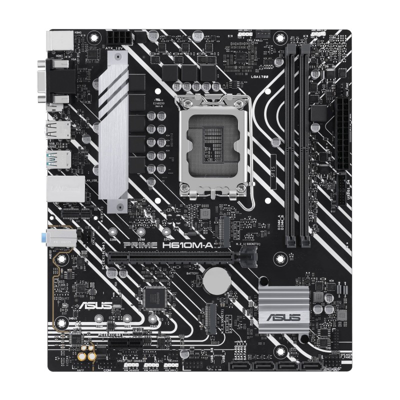 ASUS PRIME H610M-A-CSM, Intel, LGA 1700, Intel® Celeron®, Intel® Core™ i3, Intel® Core™ i5, Intel® Core™ i7, Intel® Core™ i9,..., DDR5-SDRAM, 96 Go, DIMM