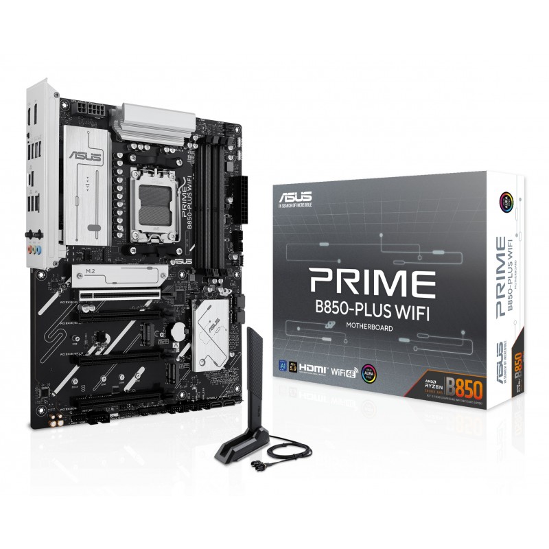 ASUS PRIME B850-PLUS WIFI, AMD, Emplacement AM5, AMD Ryzen 7000 Series, AMD Ryzen 8000 Series, AMD Ryzen 9000 Series, DDR5-SDRAM, 256 Go, DIMM