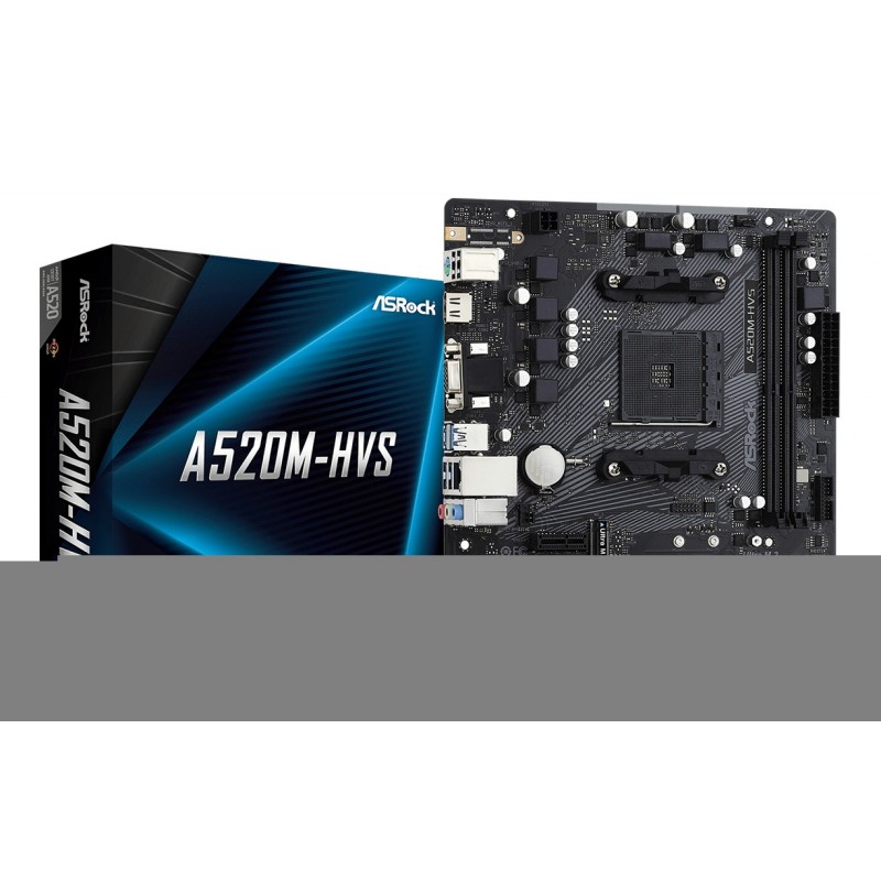 ASRock A520M-HVS, AMD, Emplacement AM4, AMD Ryzen 3000 Series, DDR4-SDRAM, 64 Go, DIMM