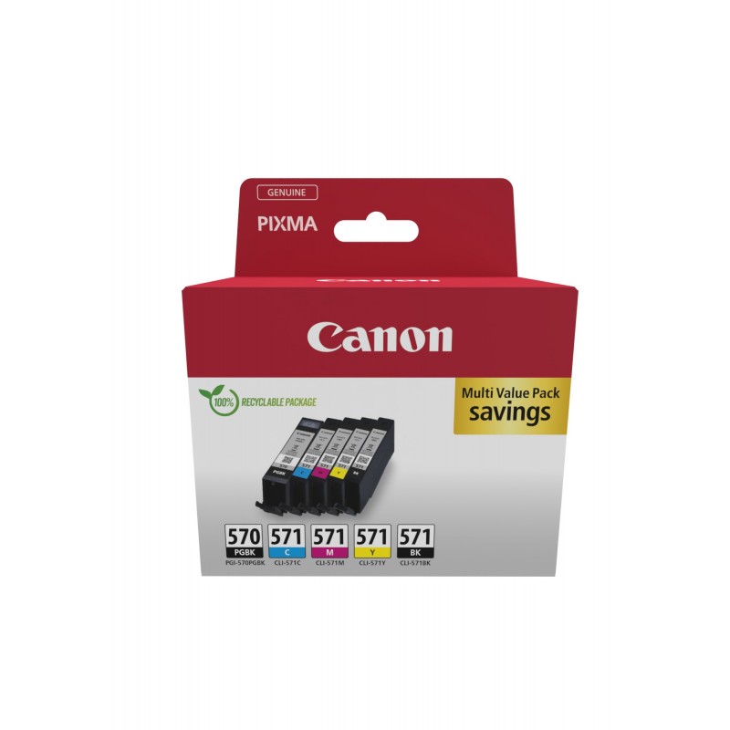 Canon 0372C006, Noir, Cyan, Magenta, Jaune, 5 pièce, Multi pack