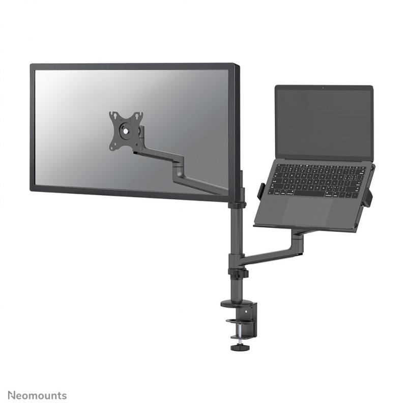 Neomounts DS20-425BL2 Support d'écran à fixer avec support pour ordinateur portable 17-27" - économie d'espace, Laptop et bras pour écran, Noir, Acier, 43,2 cm 17", 68,6 cm 27", 68,6 cm 27