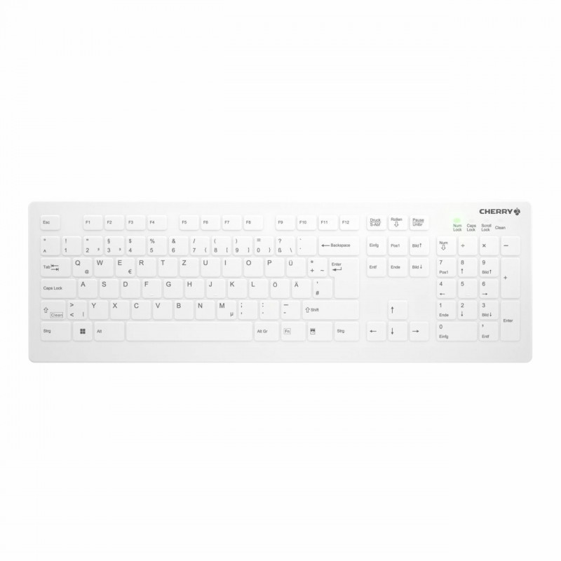 Cherry Contour Design Active Key AK-C8112, Taille réelle 100 %, Sans fil, RF sans fil, Commutateur de touche « ciseaux », QWERTZ, Blanc