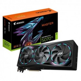 Gigabyte AORUS GeForce RTX 5070 Ti MASTER 16G Carte Graphique - 16 Go GDDR7, 256 bits, PCI-E 5.0, 2670 MHz Core Clock, 3 x DP 2.1a, 1 x HDMI 2.1b, NVIDIA DLSS 4, GV-N507TAORUS M-16GD, GeForce RTX 5070 Ti, 16 Go, GDDR7, 256 bit, 7680 x 4320 pixels, PCI