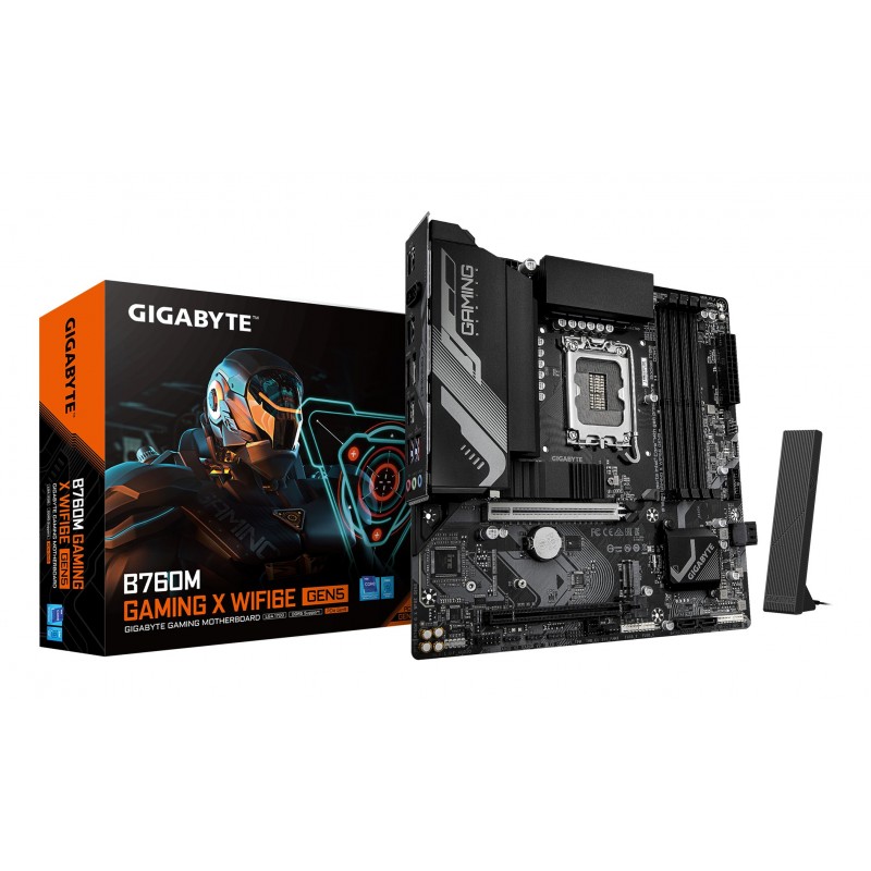 Gigabyte B760M GAMING X WIFI6E GEN5 Carte Mère – Compatible avec les processeurs Intel Core 14e génération, VRM 8+1+1 phases, jusqu’à 5600 MHz DDR5, 2 x M.2 PCIe 4.0, Wi-Fi 6E, LAN 2.5 GbE, USB 3.2 Gen 1, Intel, LGA 1700, Intel® Celeron®, Intel