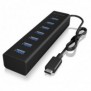 ICY BOX IB-HUB1700-C3, USB 3.2 Gen 1 3.1 Gen 1 Type-C, USB 3.2 Gen 1 3.1 Gen 1 Type-A, 5000 Mbits, Noir, Aluminium, 0,4 m