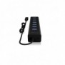 ICY BOX IB-HUB1700-C3, USB 3.2 Gen 1 3.1 Gen 1 Type-C, USB 3.2 Gen 1 3.1 Gen 1 Type-A, 5000 Mbits, Noir, Aluminium, 0,4 m