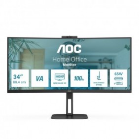 AOC V5 CU34V5CW, 86,4 cm 34", 3440 x 1440 pixels, Wide Quad HD, LED, 4 ms, Noir