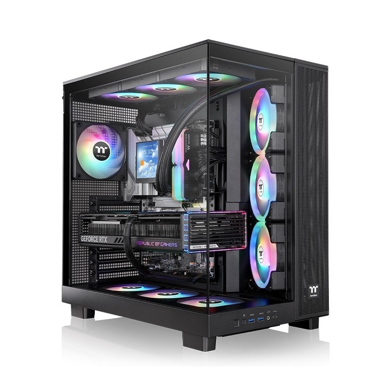 Thermaltake View 380 XL TG ARGB, Midi Tower, PC, Noir, ATX, micro ATX, Mini-ITX, SPCC, Verre trempé, Jouer