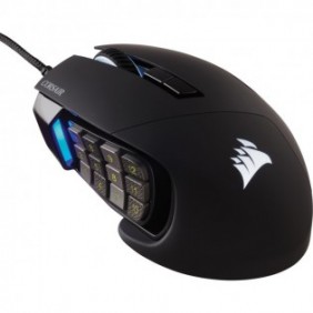 Corsair Scimitar RGB Elite, Droitier, Optique, USB Type-A, 18000 DPI, Noir