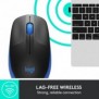 Logitech M190, Ambidextre, Optique, RF sans fil, 1000 DPI, Bleu